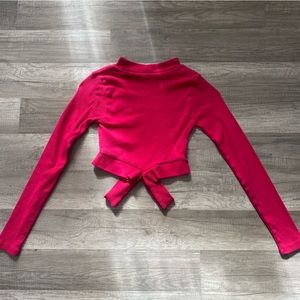 Hot pink criss-cross long sleeve